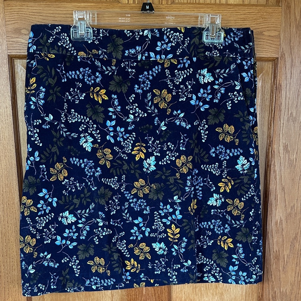 NEW Talbots Navy Floral Corduroy Skirt